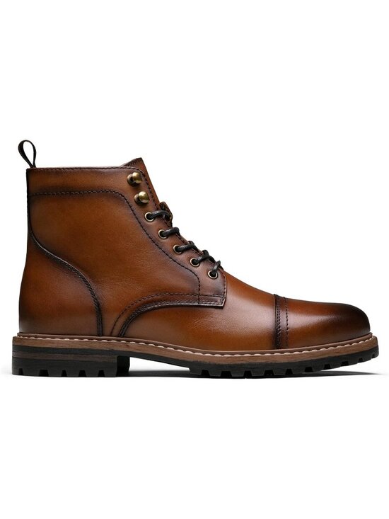 Men\'s Brown 1 Boots Premium Leather Cap Toe Casual Boots Chukka Dress Boots